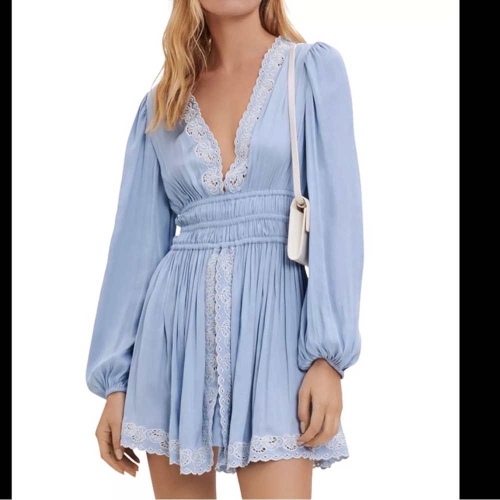 Maje Embroidered Satin Dress